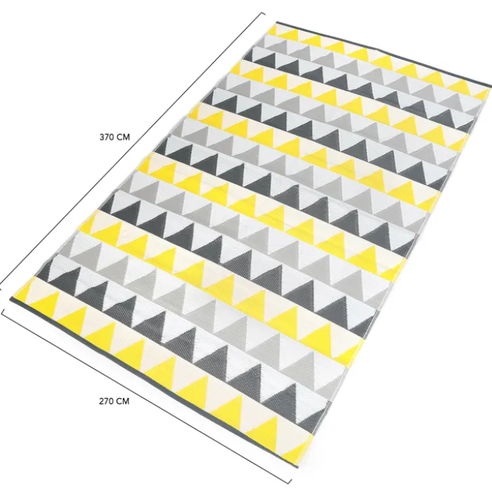 Tapis extérieur 270x370 cm triangles gris et jaune