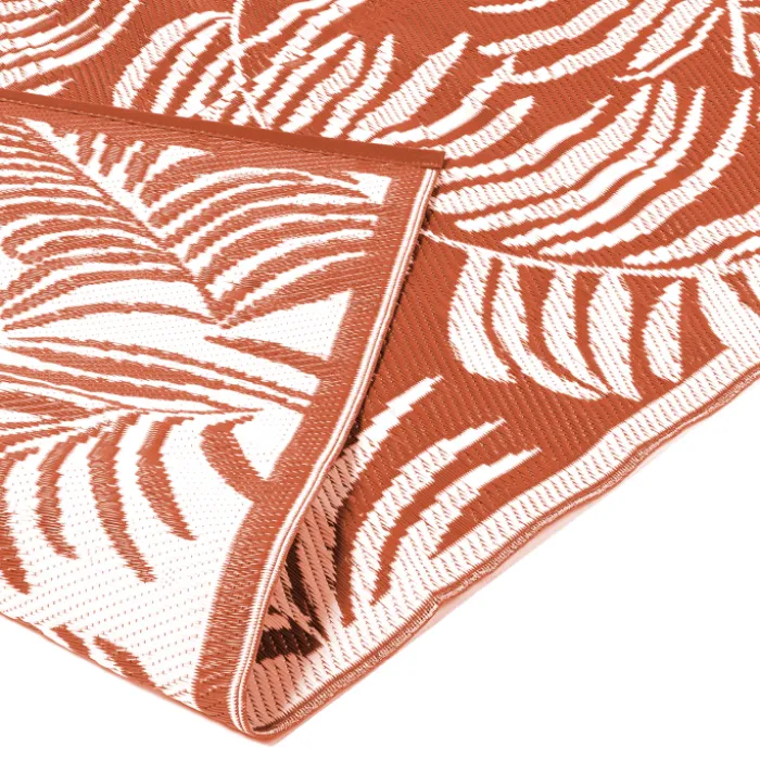 Tapis tropical d'extérieur terracotta et blanc