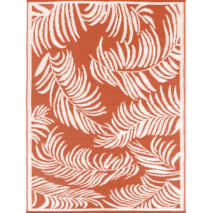 Tapis tropical d'extérieur terracotta et blanc