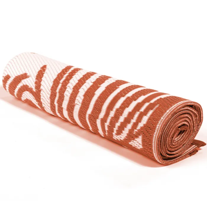 Tapis tropical d'extérieur terracotta et blanc