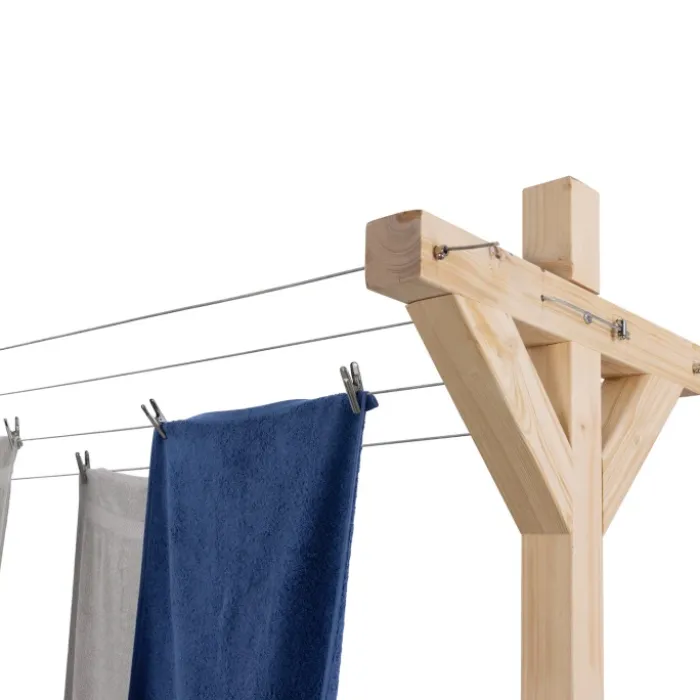 Étendoir à linge extérieur en bois avec 12 m d’étendage