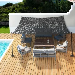 Toile ombrage rectangulaire camouflage gris 3x4 m