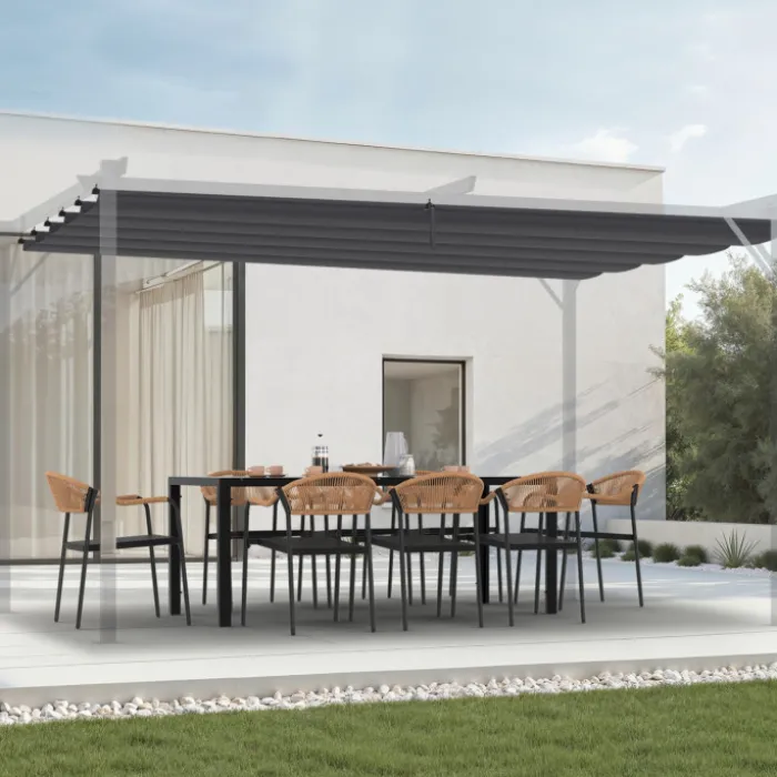 Toit rétractable de rechange gris anthracite pour pergola toit rétractable 3x4 M