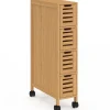 Tour de rangement 4 tiroirs bambou sur roulettes colonne gain de place