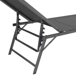 Transats de jardin acier gris anthracite et toile grise - lot de 2