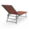 Transats de jardin acier gris anthracite et toile terracotta - lot de 2