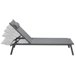 Transats de jardin aluminium gris et noir : lot de 2