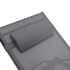Transats de jardin aluminium gris et noir : lot de 2