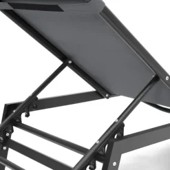 Transats de jardin aluminium gris et noir : lot de 2