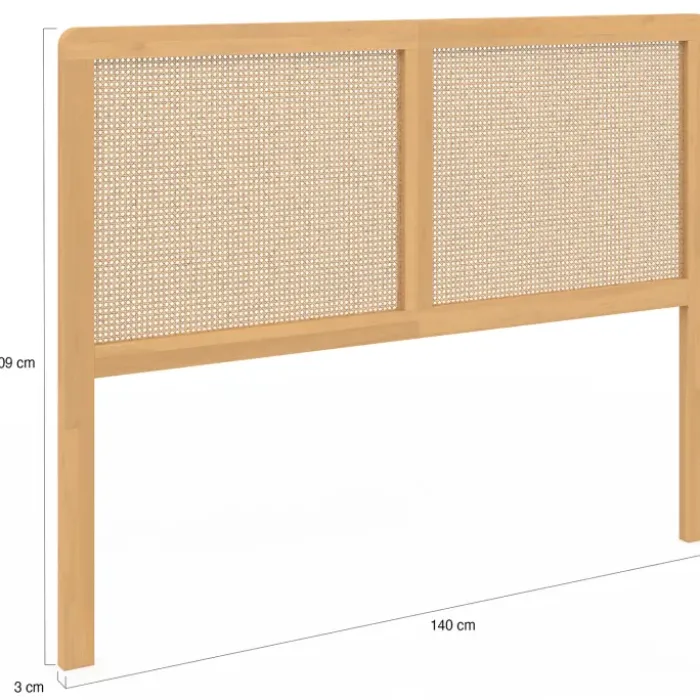 Tête de lit aspect cannage et bois 140 cm