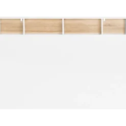 Tête de lit avec rangement intégré 165 cm blanc et bois façon hêtre