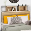 Tête de lit industrielle 145 cm bois et métal blanc