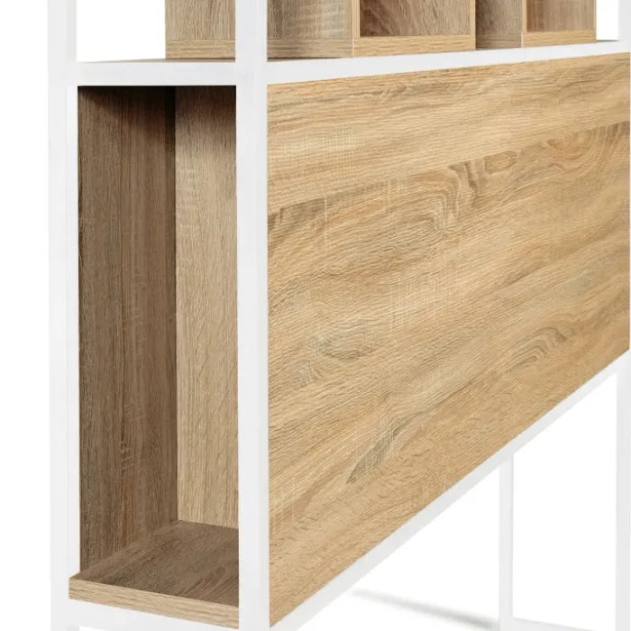 Tête de lit industrielle 145 cm bois et métal blanc
