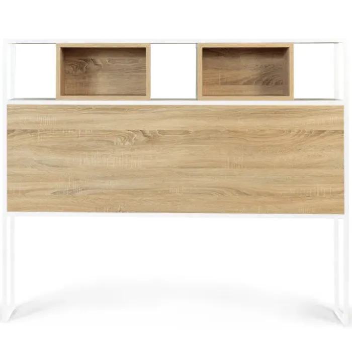 Tête de lit industrielle 145 cm bois et métal blanc