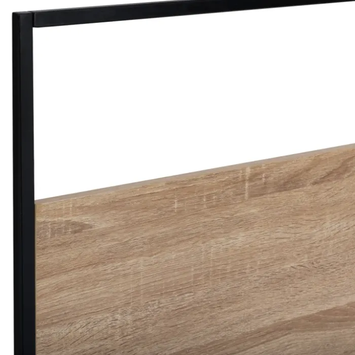 Tête de lit industrielle 145 cm bois et métal noir