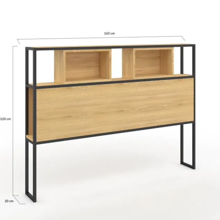 Tête de lit industrielle 165 cm bois et métal