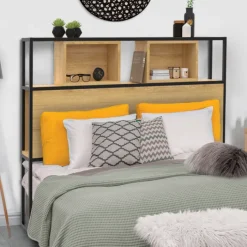 Tête de lit industrielle 165 cm bois et métal