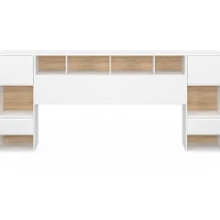 Tête de lit sur pied blanc et bois