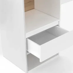 Tête de lit sur pied blanc et bois