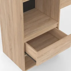 Tête de lit sur pied noir et bois