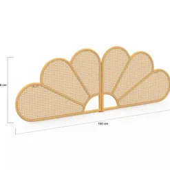 Tête de lit suspendue effet rotin et cannage 160 cm en forme de fleur