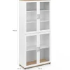 Vaisselier buffet haut 176 cm avec 4 portes vitrées blanc et bois