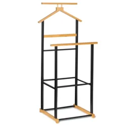 Valet de nuit bois et noir style industriel