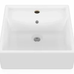 Vasque à poser carrée en céramique blanche L. 41 x l. 41 x H. 15,5 cm