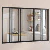 Verrière atelier coulissante 6 vitrages L. 160 x H. 108 cm en métal noir et verre trempé