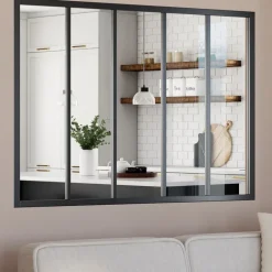 Verrière style atelier avec 5 vitrages en verre trempé et métal noir