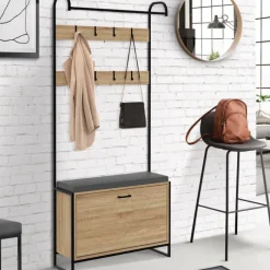 Vestiaire d'entrée avec banc et meuble à chaussures style industriel