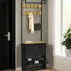 Vestiaire d'entrée avec meuble chaussures 2 portes en métal noir