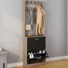 Vestiaire d'entrée meuble chaussures 2 portes effet bois et noir