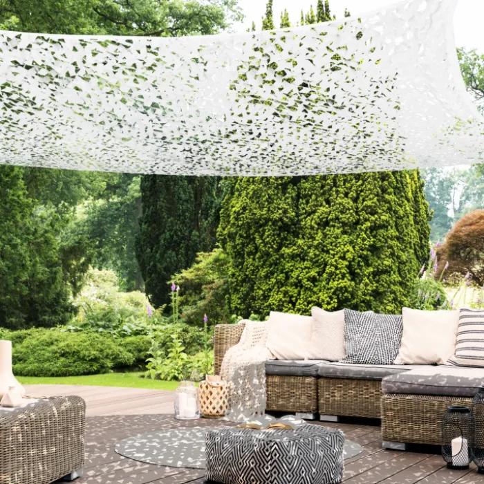 Voile d’ombrage camouflage 4x6 m blanc